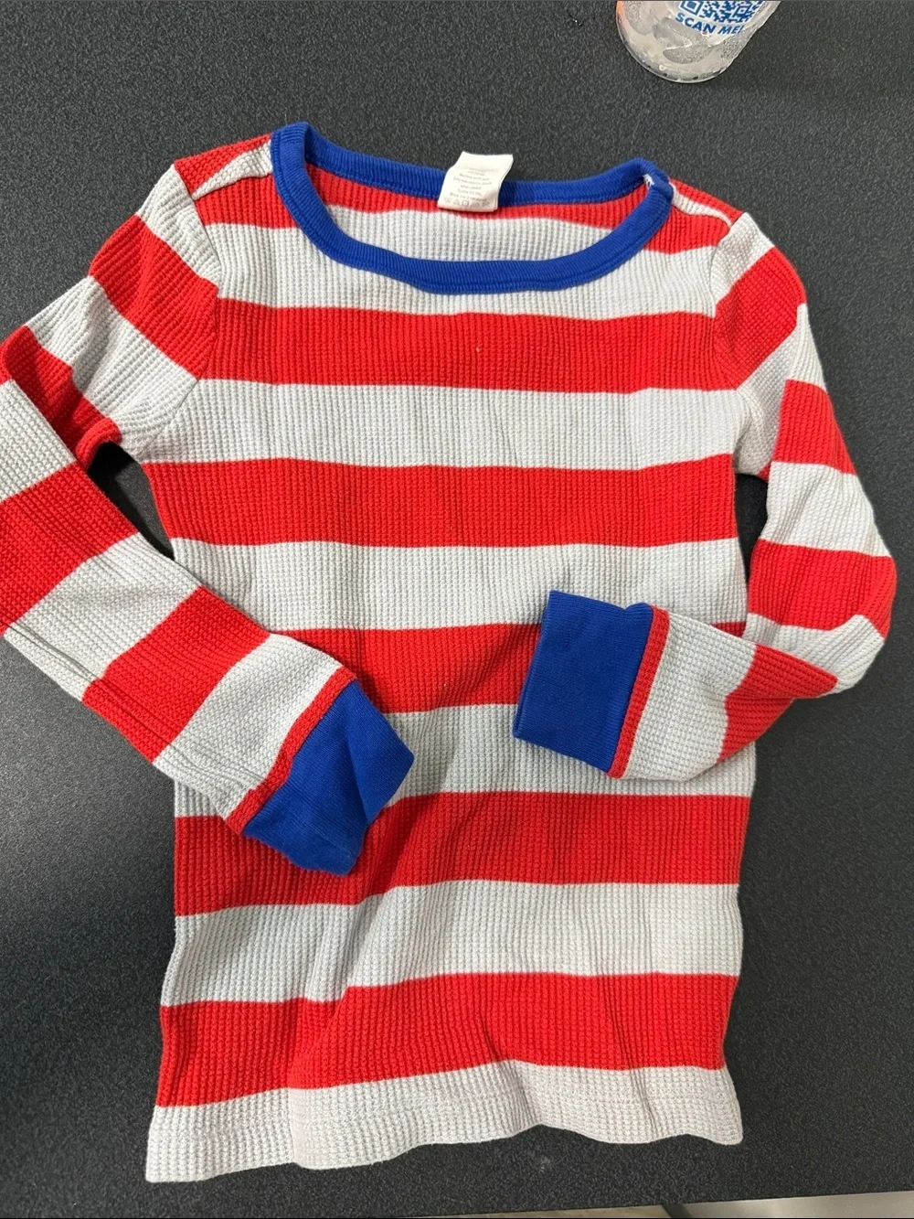 Gymboree Red and White Striped Long-Sleeve Tee with Blue Trim